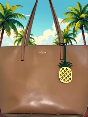 Kate Spade Marlee Tan Leather Pineapple Tote